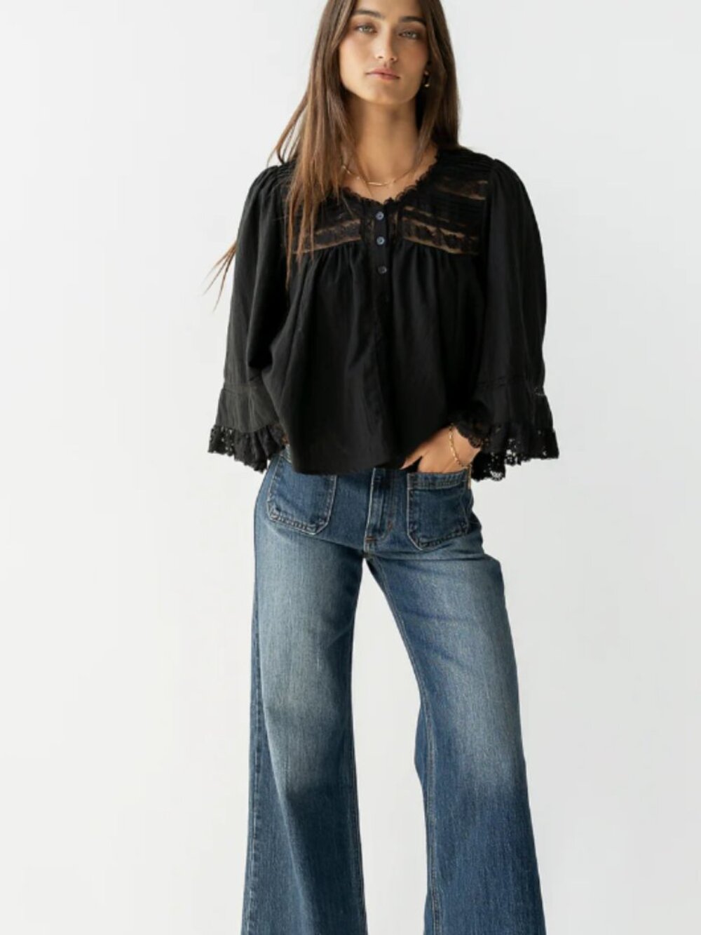 Kylee Lace Blouse in Black